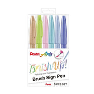 Estojo Brush Sign Pen Pentel Pastel com 6 Cores
