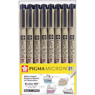 Estojo de Marcador Técnico Nankin Pigma Micron 01 com 6 Cores Xsdk01-8 Sakura