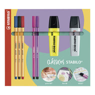 Estojo de Caneta e Marcador Classicos Stabilo com 07 Peças