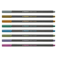 Estojo de Caneta Multiuso Pen 68 Aquarelável Stabilo 1.4Mm com 08 Cores Metallic