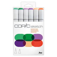 Estojo Marcador Copic Sketch Ponta Dupla com 6 Cores Tons Secundários