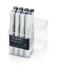 Estojo Marcador Copic Sketch Ponta Dupla com 12 Cores Cinza Frio