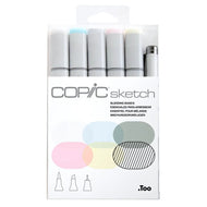 Estojo Marcador Copic Sketch Ponta Dupla com 5 Cores Básicas + Multiliner