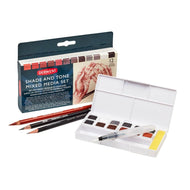 Estojo Aquarela em Pastilha Mixed Media Shade And Tone com 12 Cores - Derwent