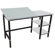 Escrivaninha Multifuncional Trident com Tampo de Vidro Inclinável e Estante - Acabamento Argila