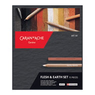 Estojo de Desenho Caran D'ache Flesh & Earth Set com 15 Peças