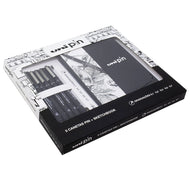 Kit com 5 Canetas Pin Sortido e Caderno para Desenho Sketchbook