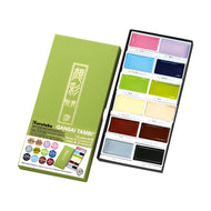 Estojo Tinta Aquarela Kuretake Pastilha Gansai Tambi com 12 Cores Set Ii