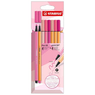 Estojo de Caneta Multiuso Point 88 e Pen 68 Stabilo com 08 Cores Tons de Rosa