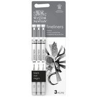 Kit Caneta Nanquim Fineliner Winsor & Newton Ponta Fina Preto com 3 Unidades