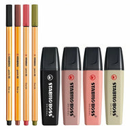 Estojo Marcador Stabilo Nature Colors Point 88 e Boss com 08 Unidades