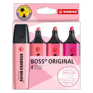 Estojo Marca Texto Stabilo Boss com 04 Cores - Tons Pink