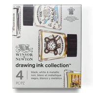 Kit Tinta Nankin para Desenho Collection Winsor & Newton 14ml com 4 Cores Metálicas