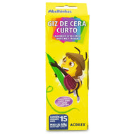 Giz de Cera Curto 68g 15 Cores Acrilex - 09215