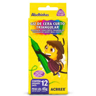 Giz de Cera Curto Triangular 45g 12 Cores Acrilex - 09412