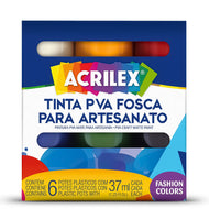 Estojo Tinta Pva Fosca Acrilex Art Teen 37ml com 6 Cores