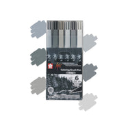Marcador Pincel Artístico 6 Cores Koi Coloring Brush Conjunto Cinza - Xbr-6 - Sakura