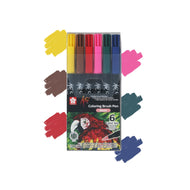 Marcador Pincel Artístico 6 Cores Koi Coloring Brush Conjunto Basic - Xbr-6b1 - Sakura