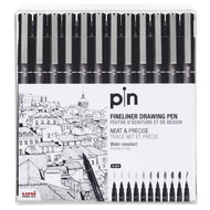Estojo Caneta Tecnica Pin Fine Line Preto com 12 Unidades