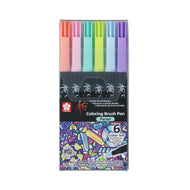 Marcador Pincel Artístico 6 Cores Koi Coloring Brush Tons Pastéis - Xbr-6g - Sakura
