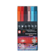 Marcador Pincel Artístico 6 Cores Koi Coloring Brush Conjunto Sunset - Xbr-6f - Sakura