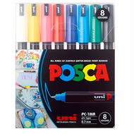 Estojo Caneta Posca Pc-1mr Ponta Extra Fina 0.7Mm com 8 Cores