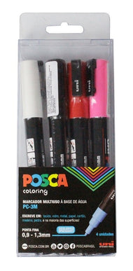 Estojoojo Caneta Uni Posca Pc 3m com 4 Cores Uniball