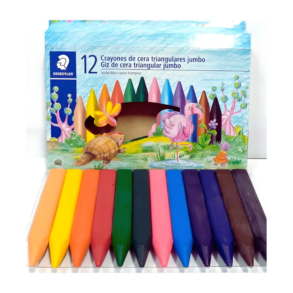 Estojo de Giz de Cera Staedtler com 12 Cores Jumbo