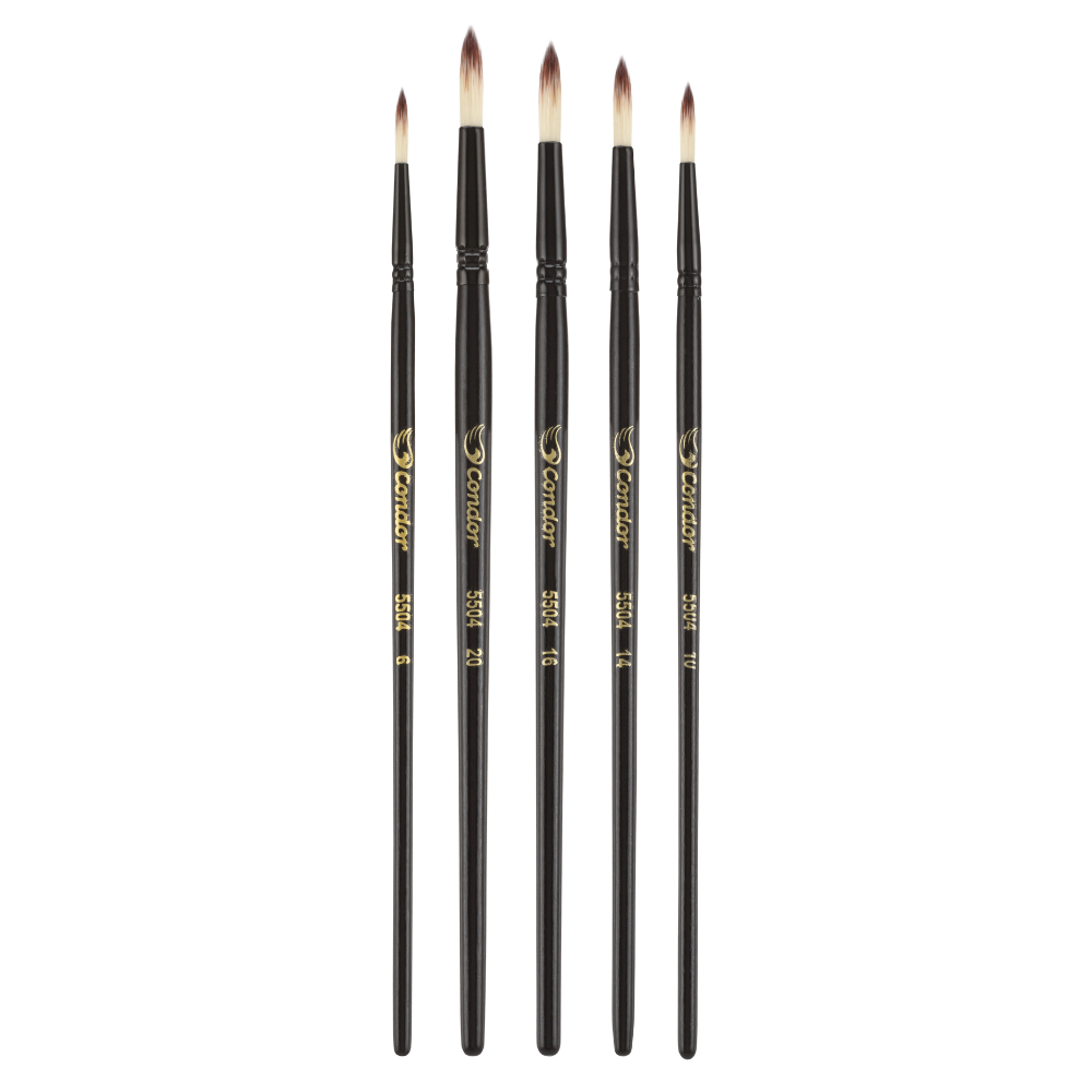 Kit Pincel Artístico Condor 5504 Redondo Filamento Sintético 5 Unidades?