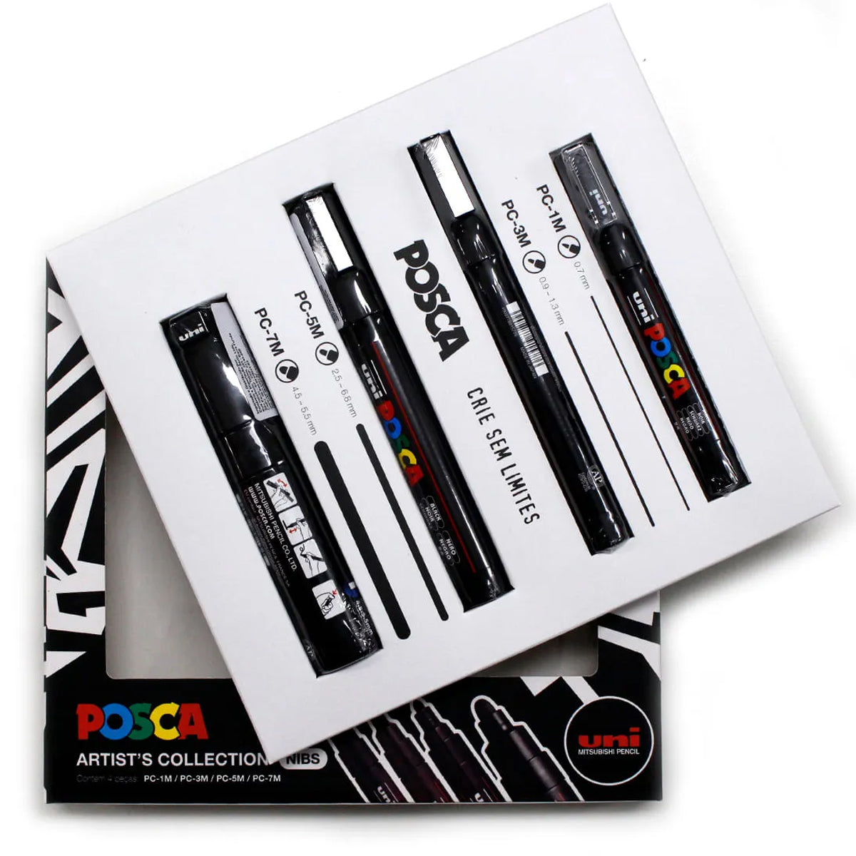 Kit Posca Artist's Collection Nibs Preto com 4 Unidades