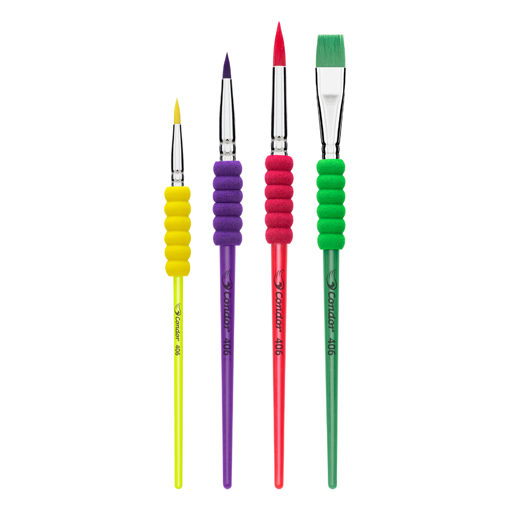 Kit Pincel Ergonômico Escolar Condor 406 4 Unidades