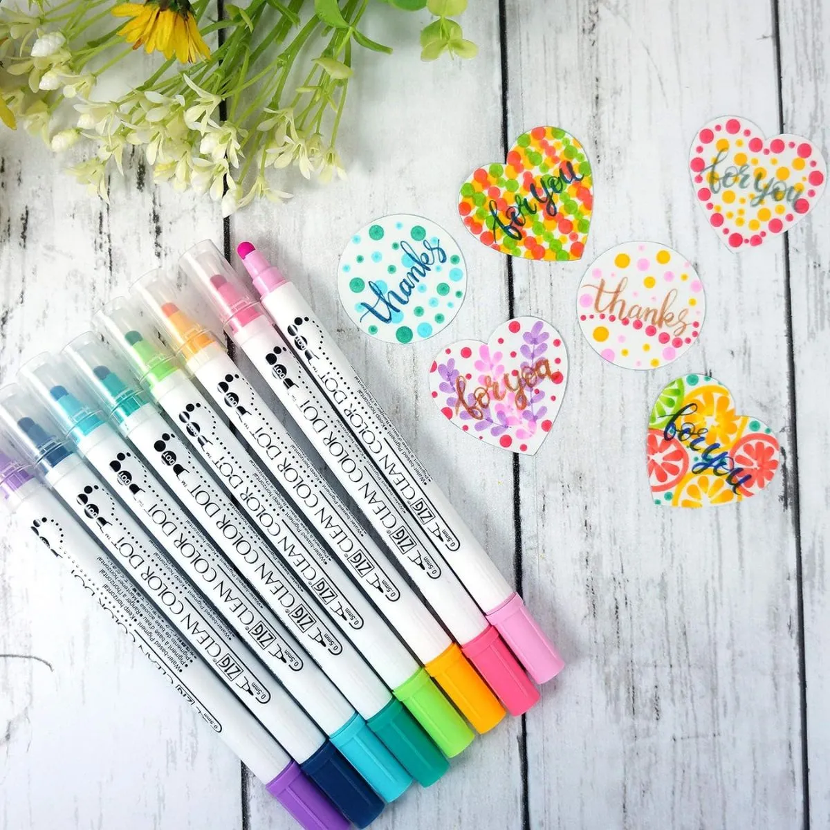 Estojo Caneta Dot Color Kuretake Ponta Zig Zag Dual com 12 Cores
