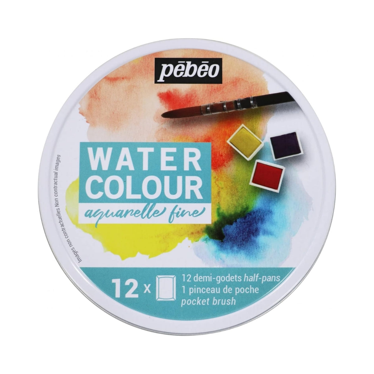 Estojo Tinta Aquarela Fine Pastilha 12 Cores + Pincel 300075 - Pébéo