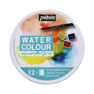 Estojo Tinta Aquarela Fine Pastilha 12 Cores + Pincel 300075 - Pébéo