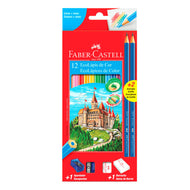 Estojo Lápis de Cor Ecolápis 12 Cores + 2 Grafites + Apontador e Borracha - Faber-castell 120112+2n
