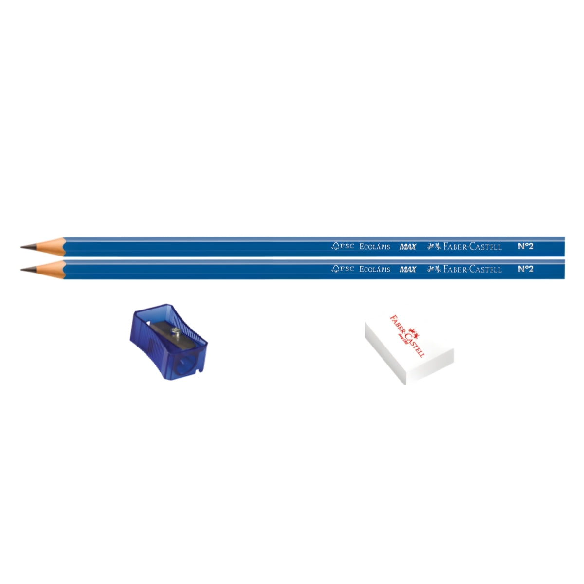 Estojo Lápis de Cor Ecolápis 12 Cores + 2 Grafites + Apontador e Borracha - Faber-castell 120112+2n