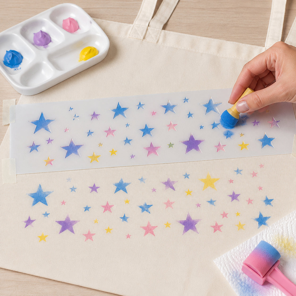 Stencil Estreito Estrelas 8x28cm para Pintura Decorativa e Artesanato Ste-057 - Litoarte
