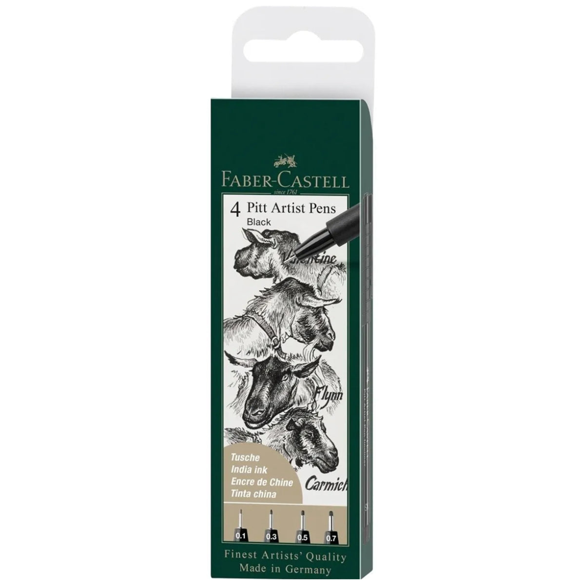 Estojo Caneta Pitt Black Fineliner 4 Pontas Faber-castell 167115