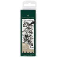 Estojo Caneta Pitt Black Fineliner 4 Pontas Faber-castell 167115