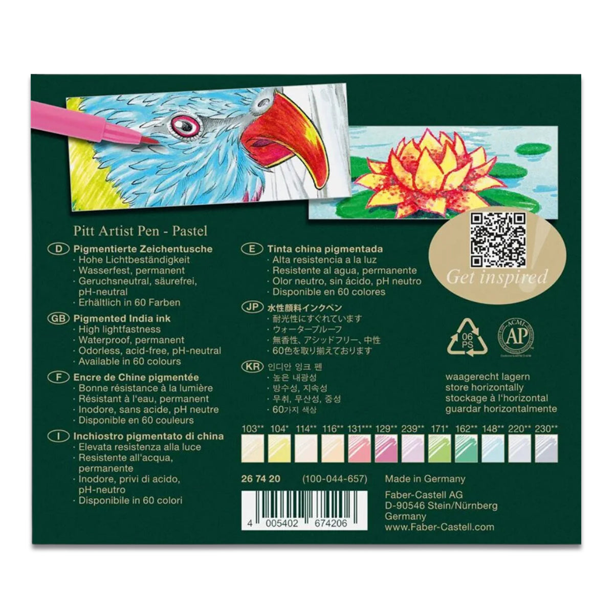 Estojo Caneta Pitt Tons Pastéis 12 Cores Faber-castell 267420