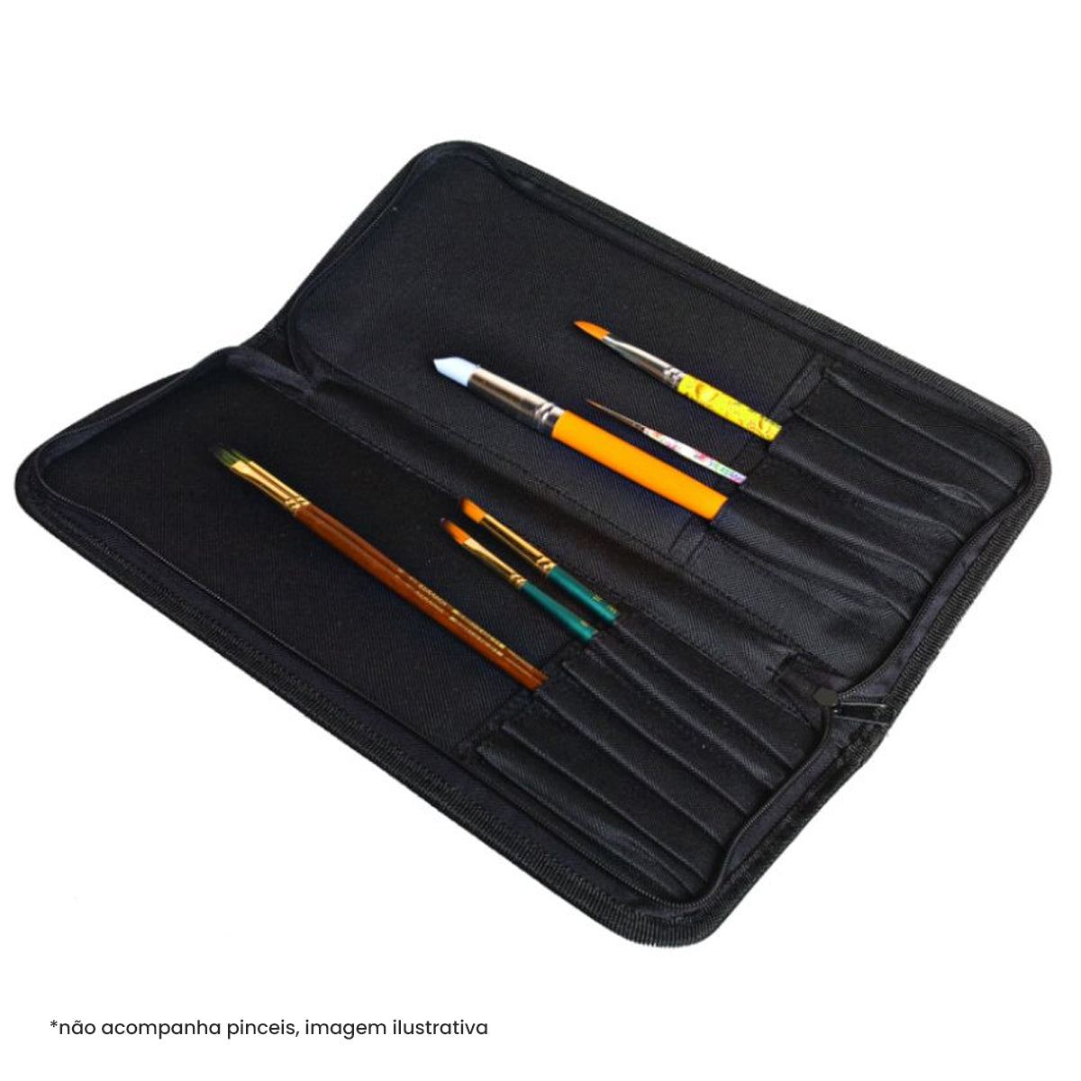 Estojo Porta Pincél com Zíper para 14 Pincéis Keramik 37,5 X 15,5cm