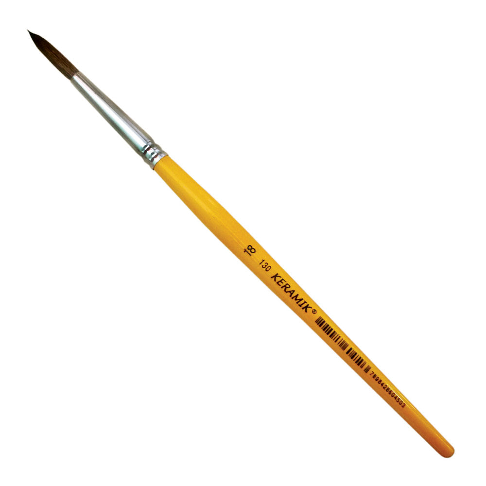 Pincel Artístico Redondo Natural Pônei 130 Nº 16 para Pintura Escolar, Óleo e Acrílica - Keramik