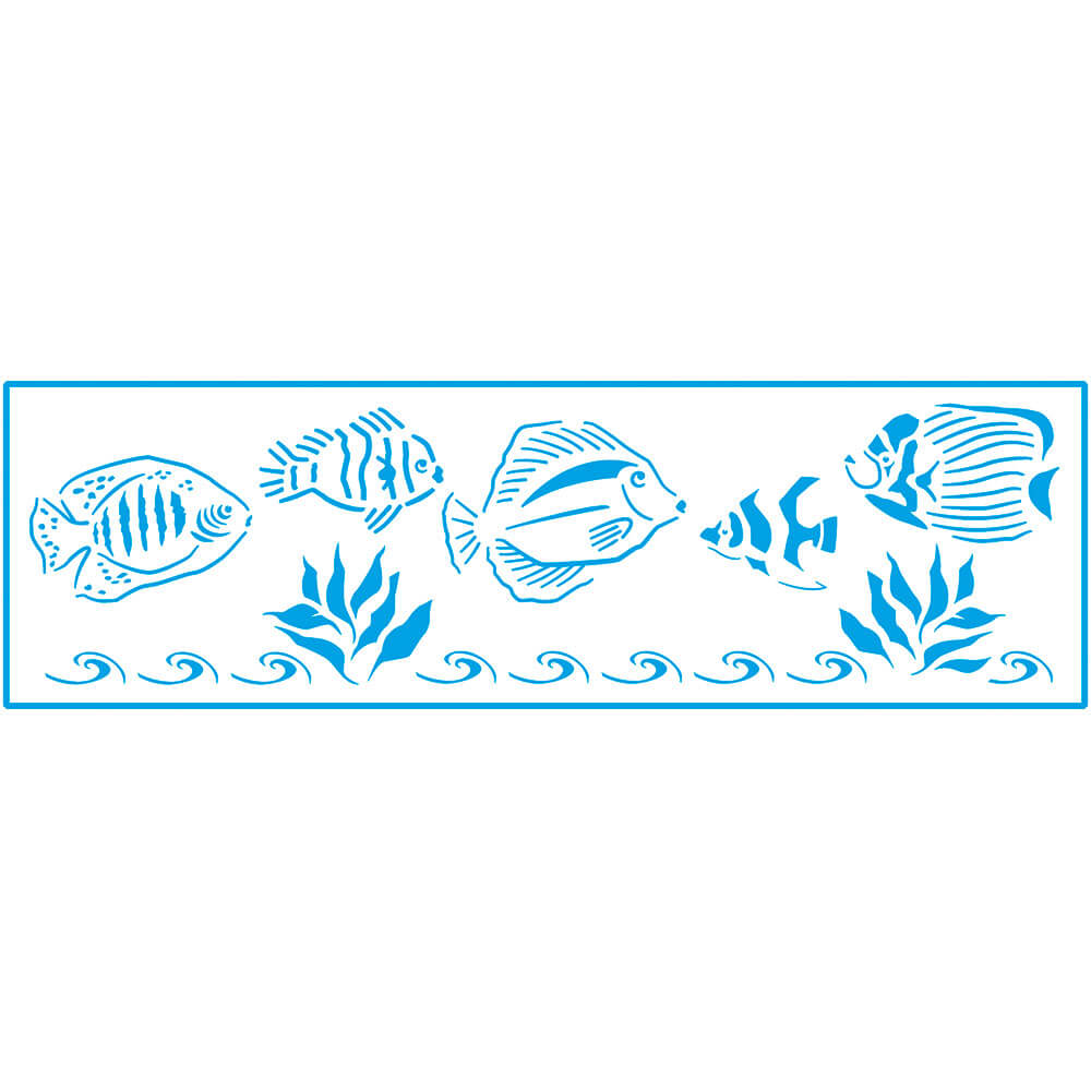 Stencil Estreito Peixes 8x28cm para Pintura Decorativa e Artesanato Ste-212 - Litoarte