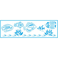Stencil Estreito Peixes 8x28cm para Pintura Decorativa e Artesanato Ste-212 - Litoarte
