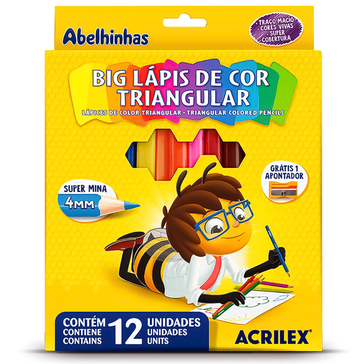 Big Lápis de Cor Triangular Acrilex 12 Cores