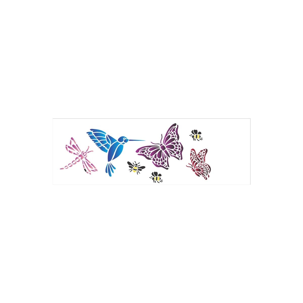 Stencil Opa 10x30cm - Borboleta, Pássaro e Abelhas - 1463