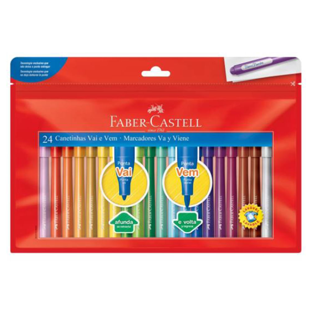 Estojo Canetinhas Vai e Vem 24 Cores - Faber-castell 15.0124Vvzf