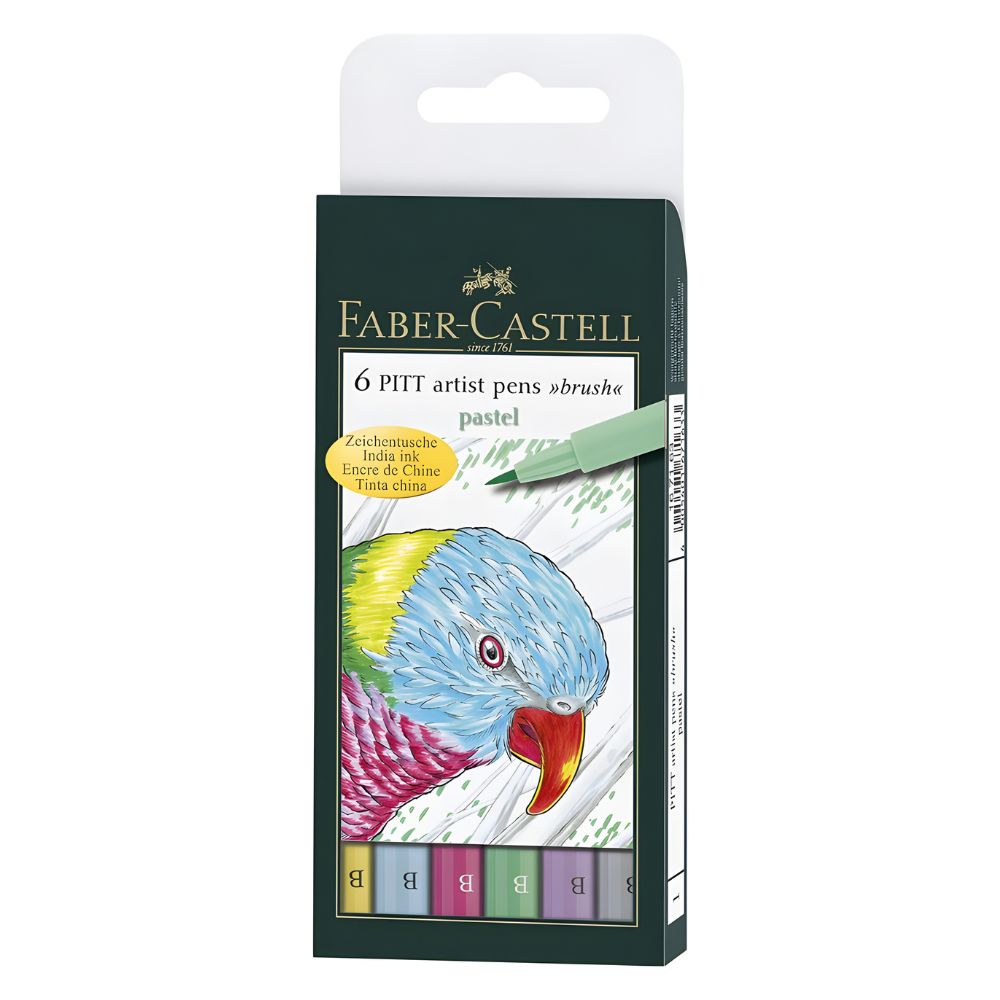 Estojo Caneta Pitt Brush Tons Pastéis 6 Cores Faber-castell 167163