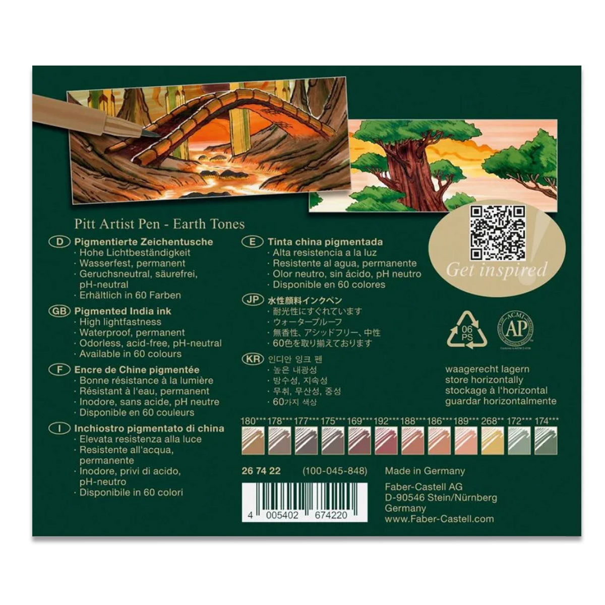 Estojo Caneta Pitt Tons de Outono 12 Cores Faber-castell 267422