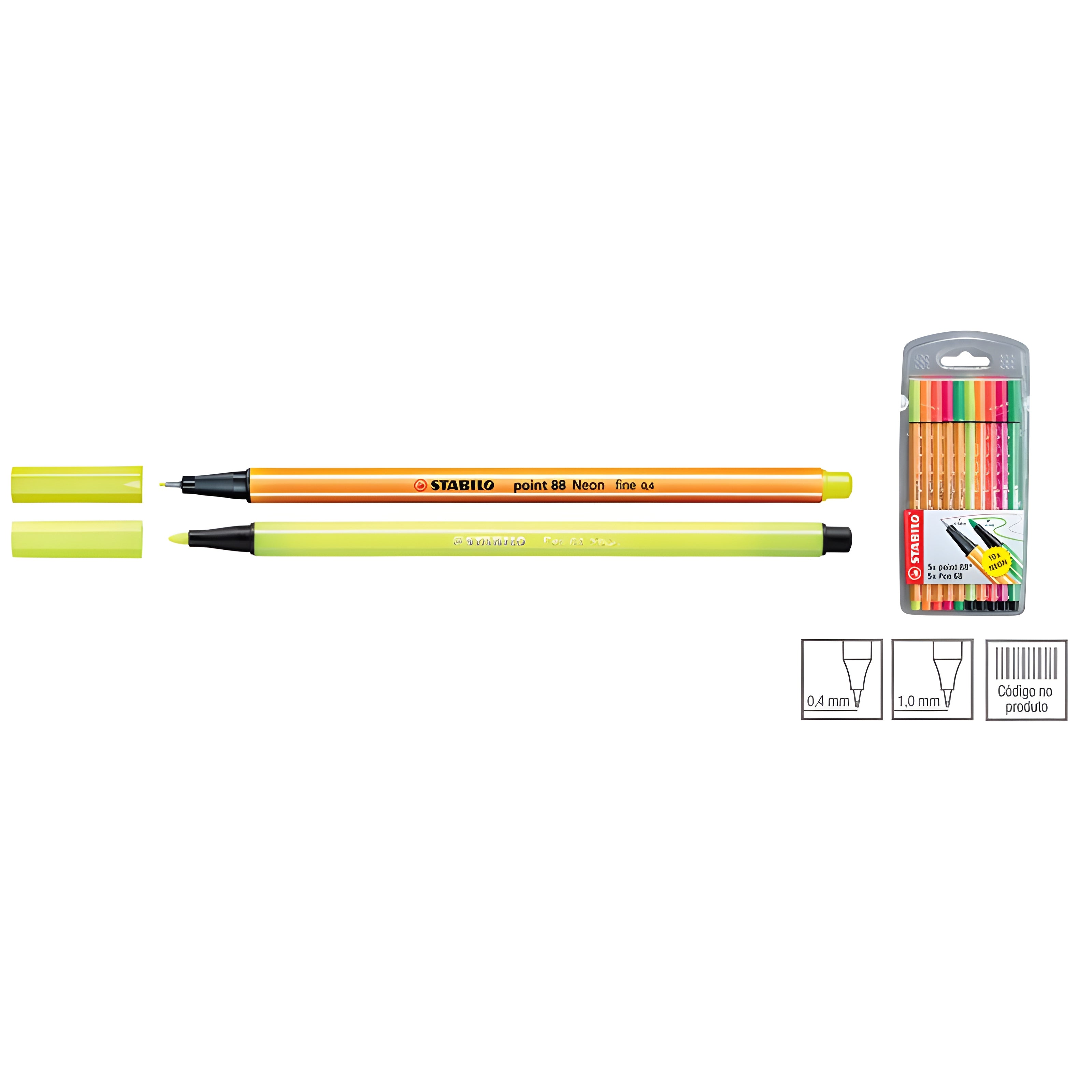 Estojo de Caneta Multiuso Point 88 e Pen 68 Stabilo com 10 Cores